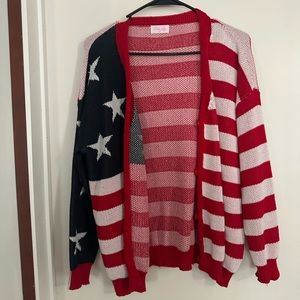 Patriotic Red, White, and Blue Cardigan